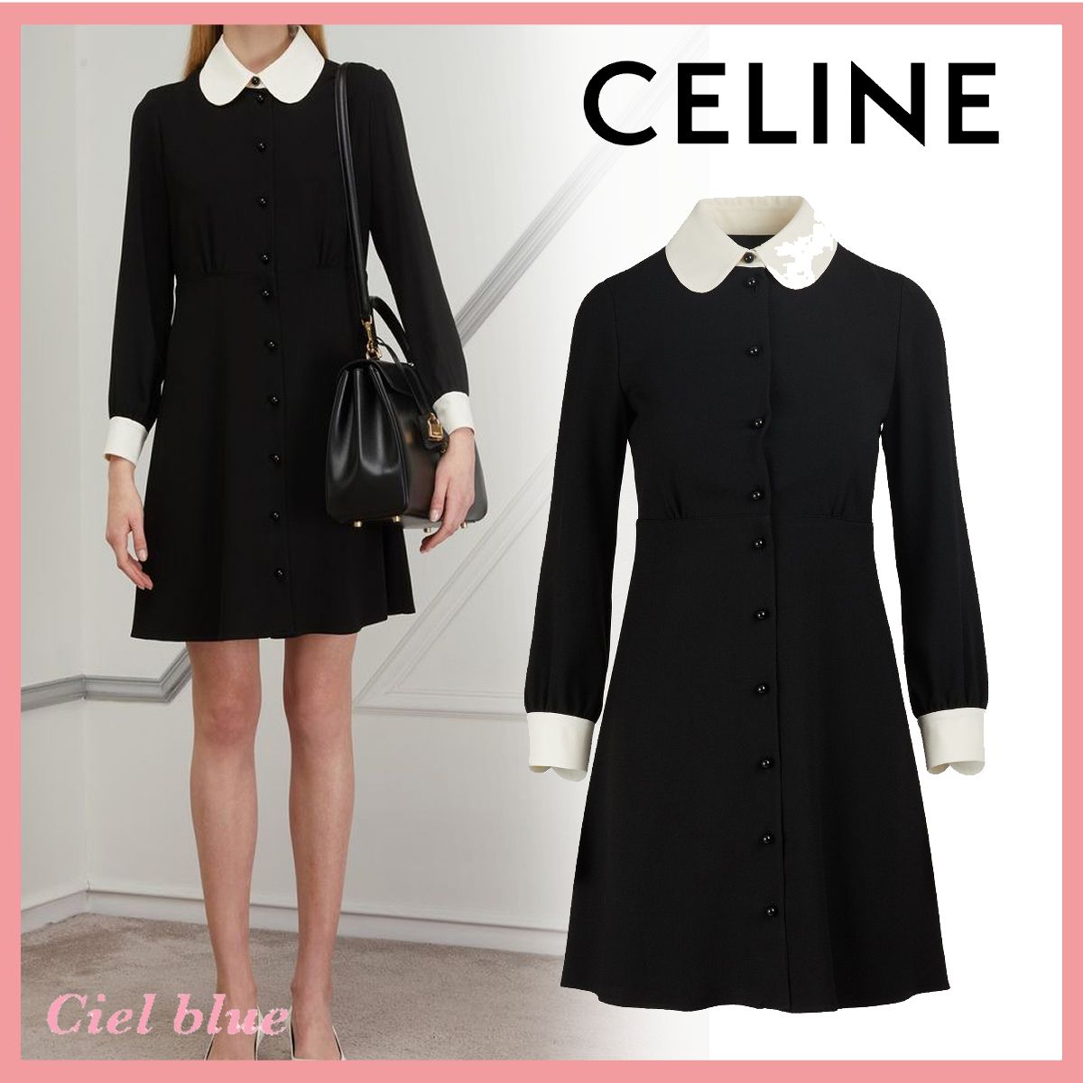 手元に在庫あり♡CELINE 膝上シャツドレス/ワンピース (CELINE