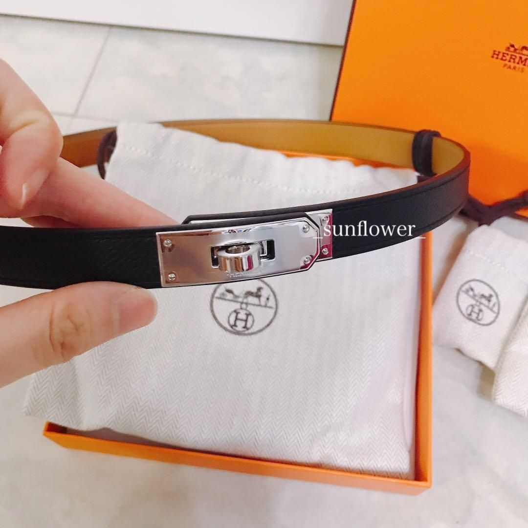 エルメス ケリー18ベルト ノワール/シルバー金具 (HERMES/ベルト