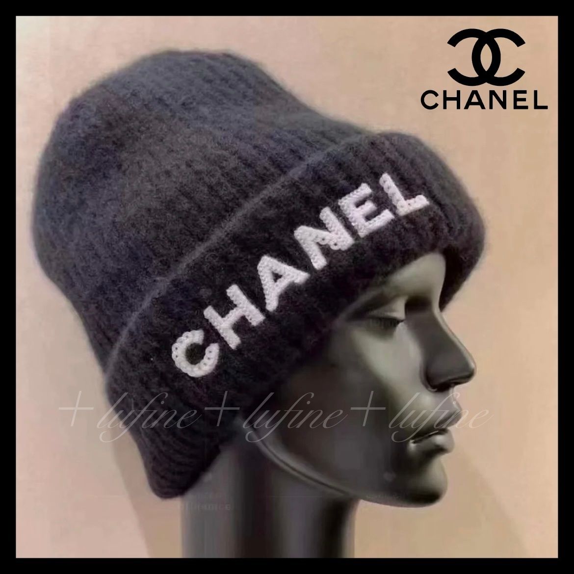 メンズもOK☆シンプルなロゴが可愛い♪】CHANEL ニット帽 (CHANEL