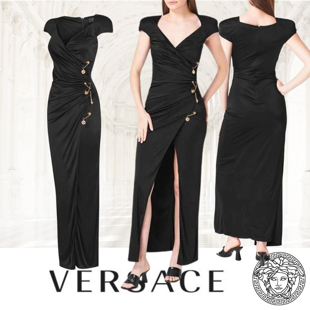 VERSACE メデューサ ピン マキシドレス ロングワンピースドレス