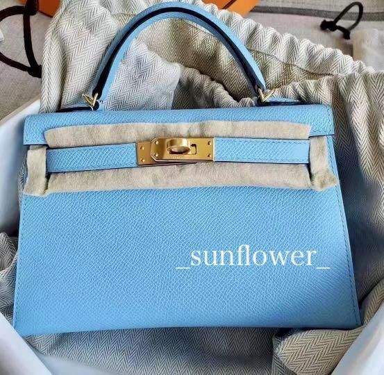 エルメス ミニケリー Kelly mini セレステ/ゴールド金具 (HERMES