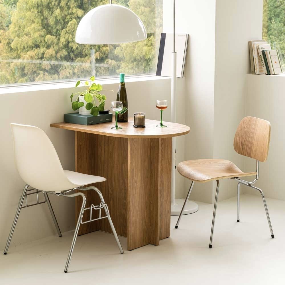 woodray】ホームカフェ 半楕円 テーブル 800(2色) (woodray/机