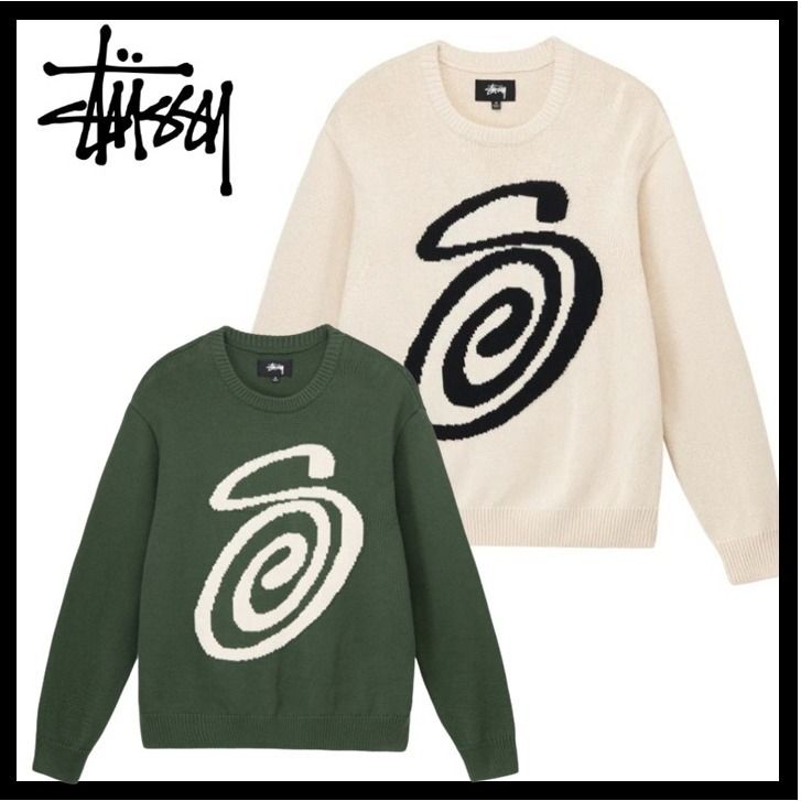 ☆関税込☆STUSSY☆Stussy Curly S Sweater Natural☆ニット☆ (STUSSY