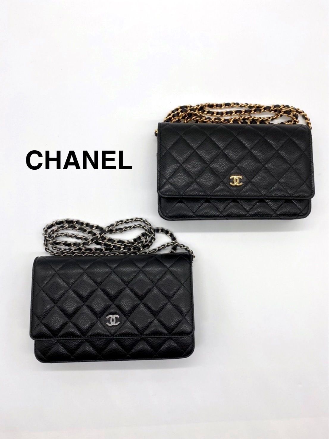 国内発送 CHANEL チェーンウォレット キャビアスキン シャネル (CHANEL