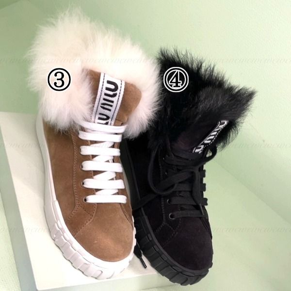 MIUMIU【セール】国内発□ファー付 ハイカットスニーカー (MiuMiu