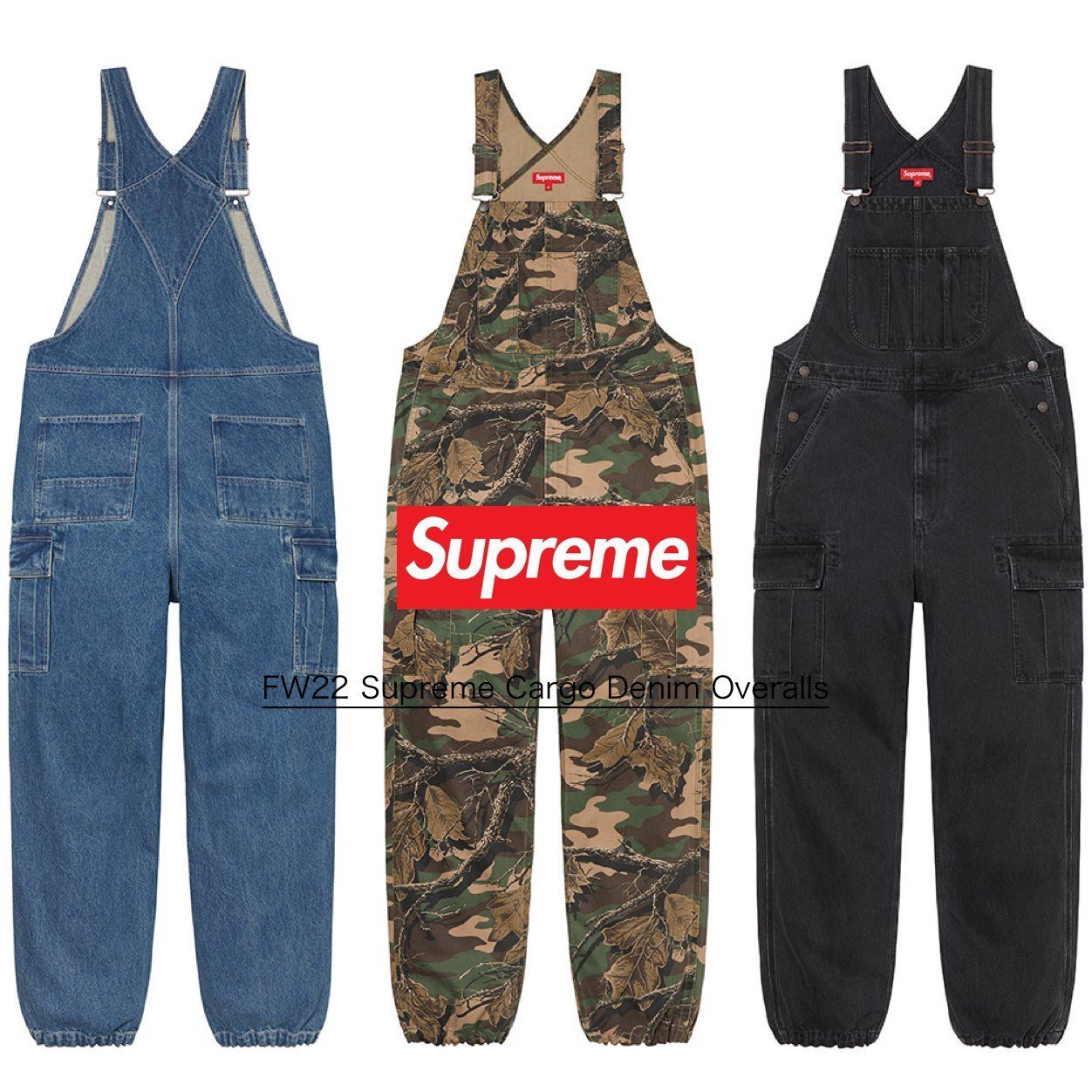 FW22 Supreme Cargo Denim Overalls - デニム オーバーオール (Supreme