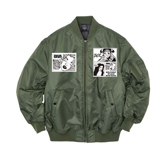 アメコミ プリント ワッペン刺繍 MA-1 ボンバージャケット (MA-1