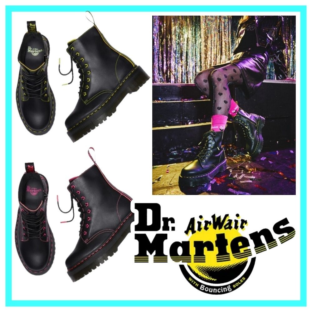 Dr. Martens】JADON II STAR 8 ホールブーツ☆イエロー/ピンク (Dr