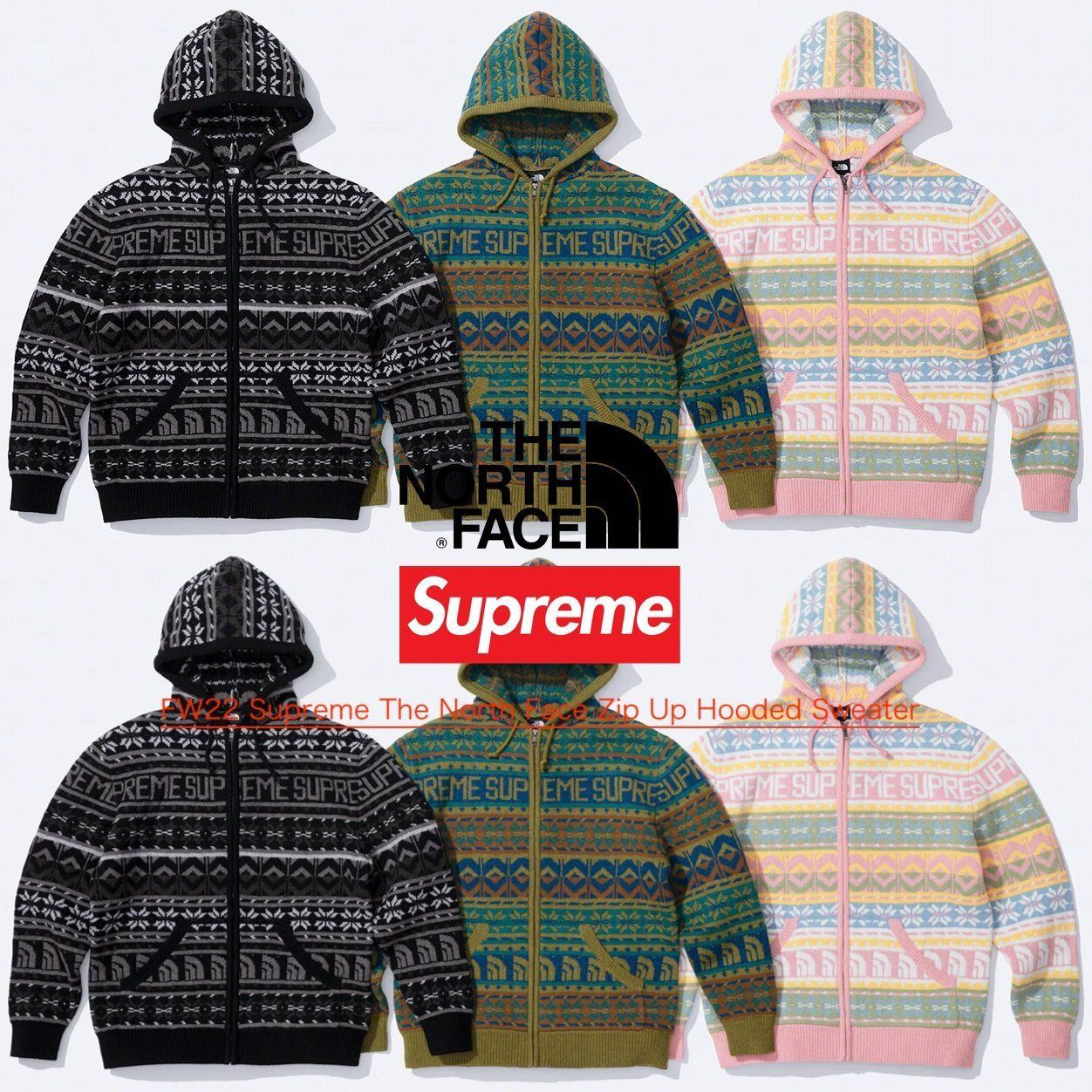 FW22 Supreme The North Face Zip Up Hooded Sweater - セーター