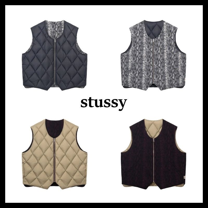 stussy】PYTHON リバーシブル キルト ダウンベスト / 送関込み (STUSSY