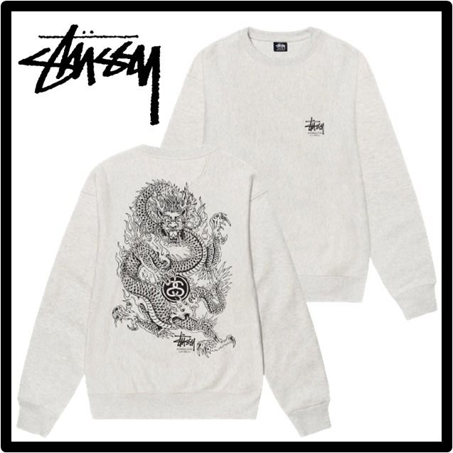 ☆関税込☆Stussy☆Stussy Dragon Crew スウェット☆Ash Heather