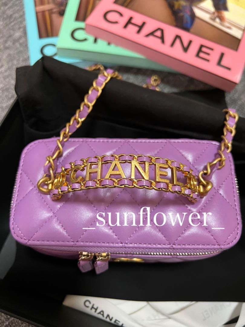 シャネル 22S トップハンドルバニティーバッグ パープル (CHANEL