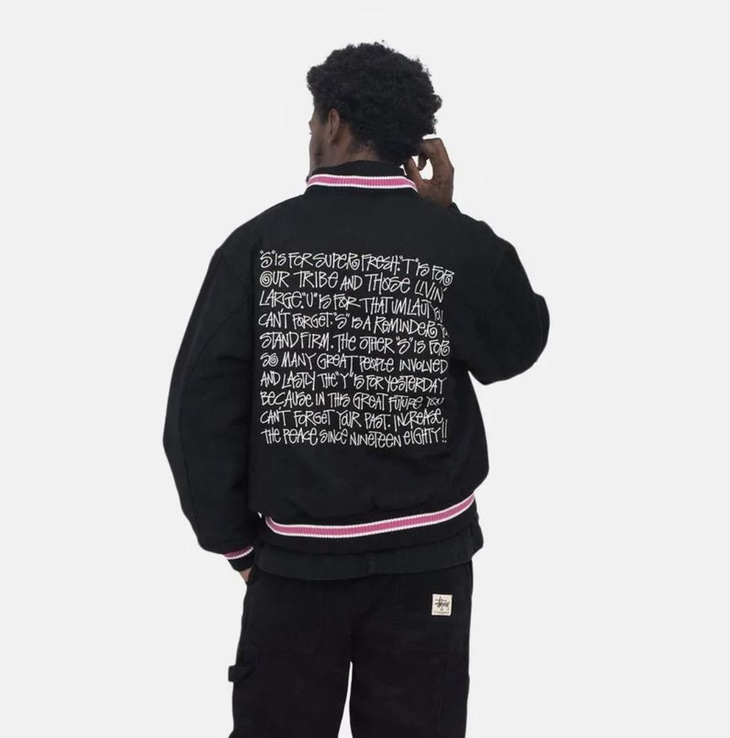 ☆送料・関税込☆Stussy☆S Talk Melton Varsity Jacket Black