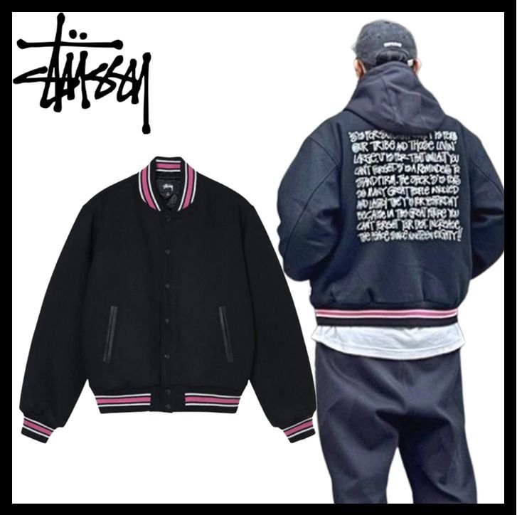 ☆送料・関税込☆Stussy☆S Talk Melton Varsity Jacket Black