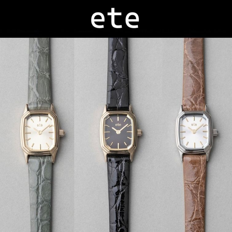 ete 腕時計 オクタゴンフェイス クロコダイルレザーベルト 国内