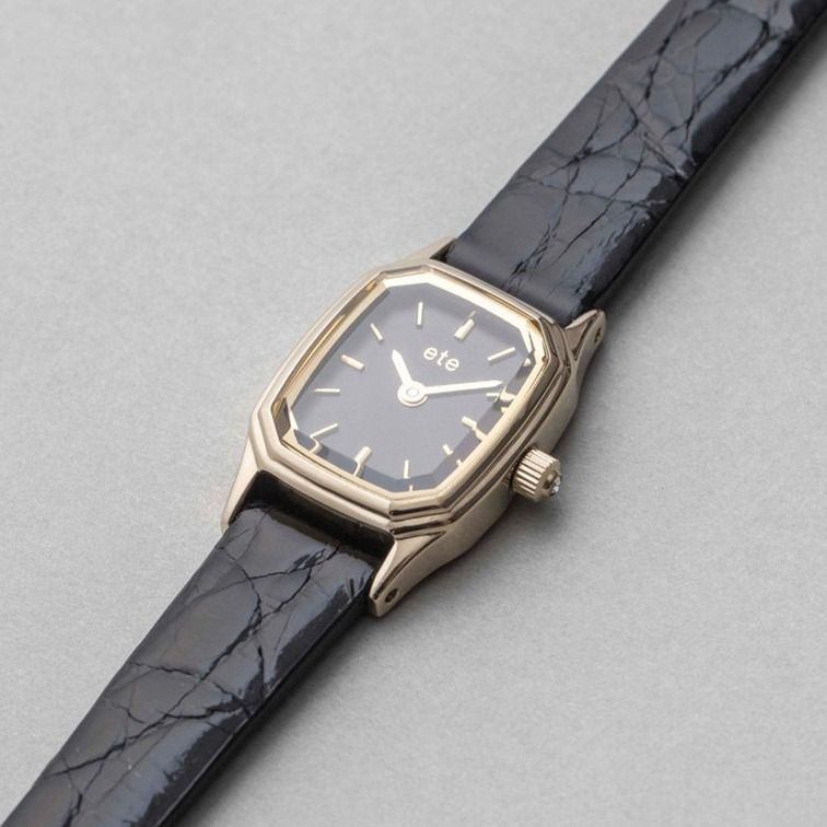 ete 腕時計 オクタゴンフェイス クロコダイルレザーベルト 国内