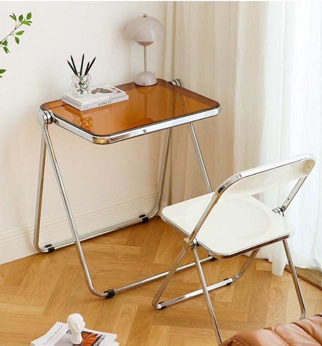 ミッドセンチュリー☆折りたたみモダンアクリルテーブル☆ (机