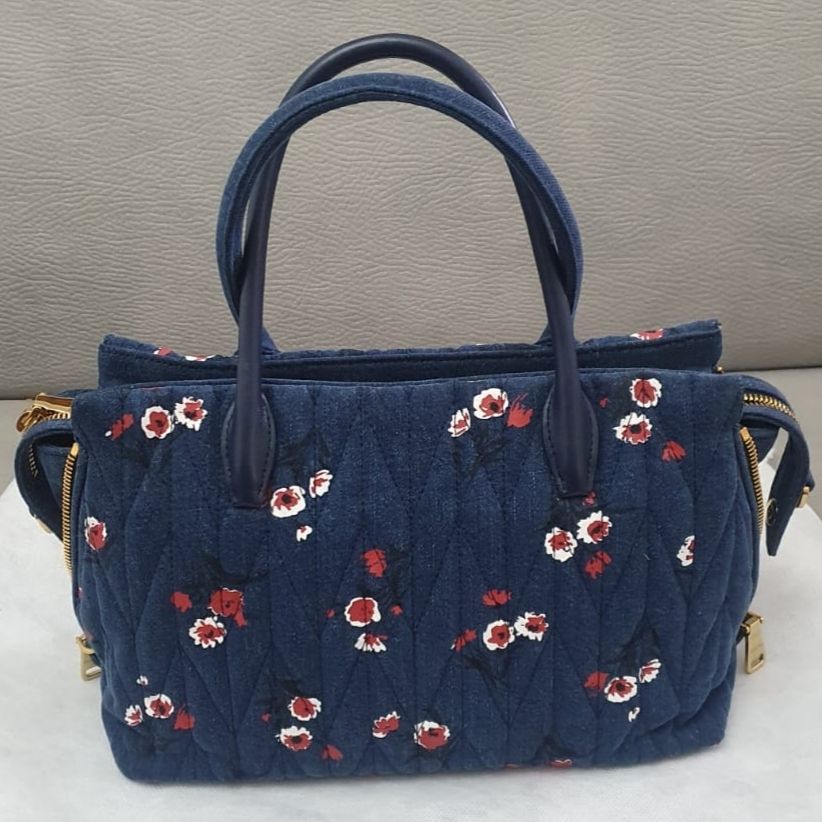 miumiu花柄デニムキルティング☆ハンドバッグ2WAY☆ブルー (MiuMiu