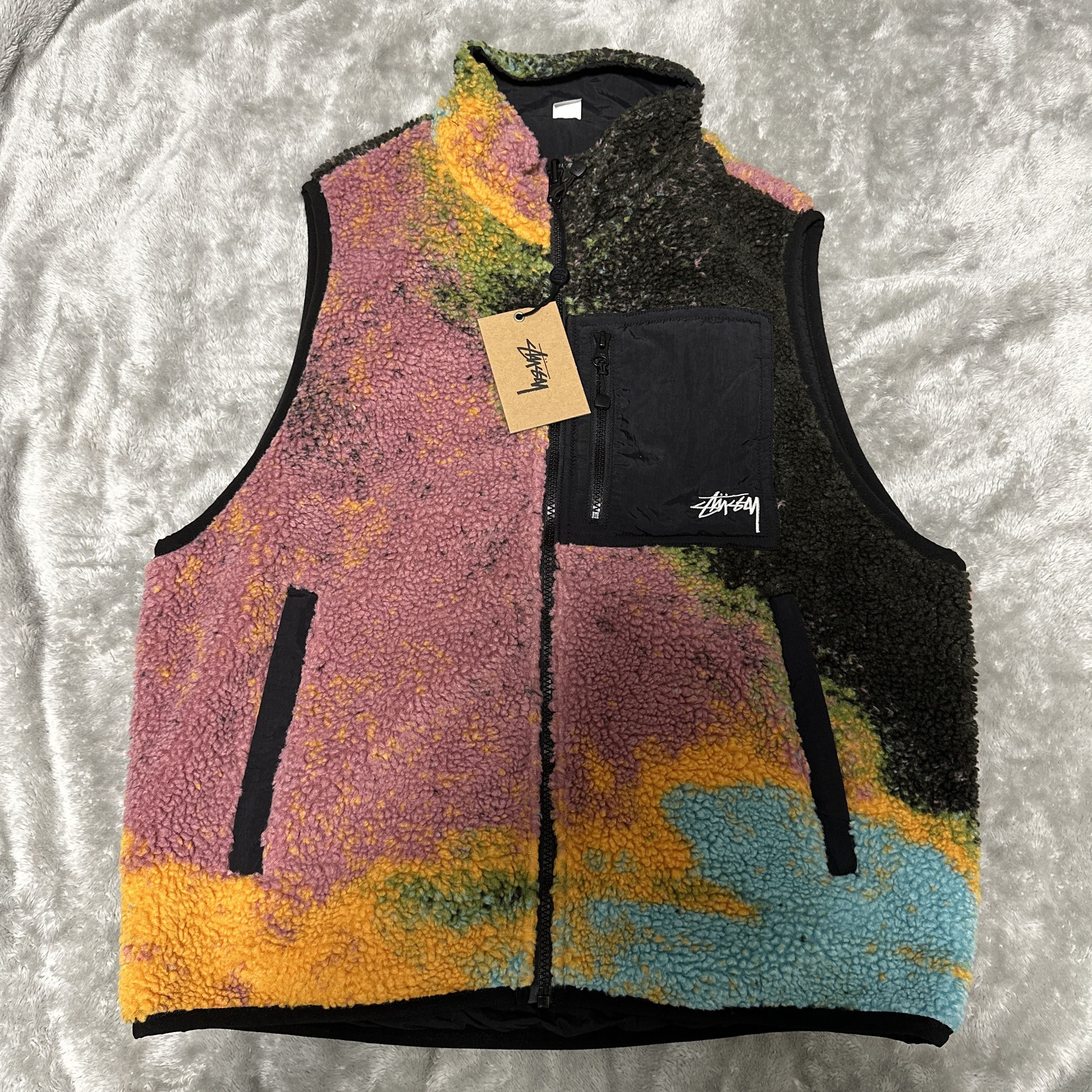 関税送料込】STUSSY JACQUARD DYE SHERPA VEST シェルパベスト (STUSSY