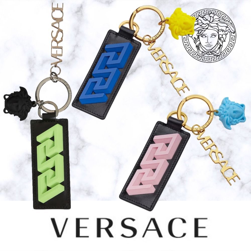 VERSACE ヴェルサーチ GREEK&MEDUSA レザータイプ キーホルダー