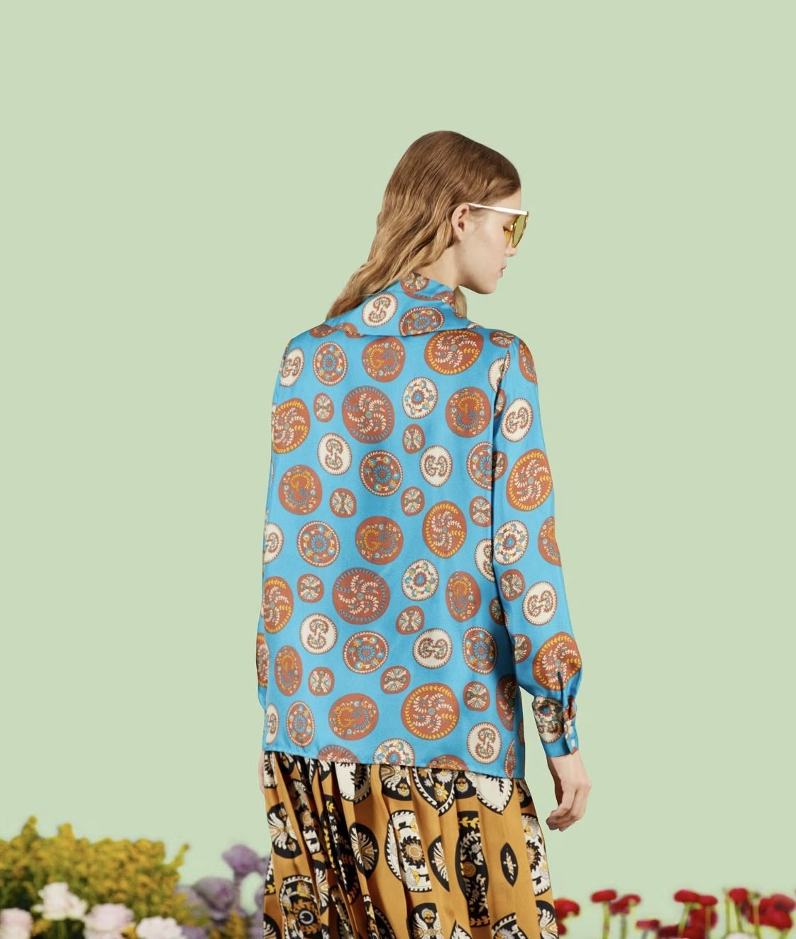 chaさん専用 GUCCI グッチ 花柄 ストライプ シルク シャツ GUCCI