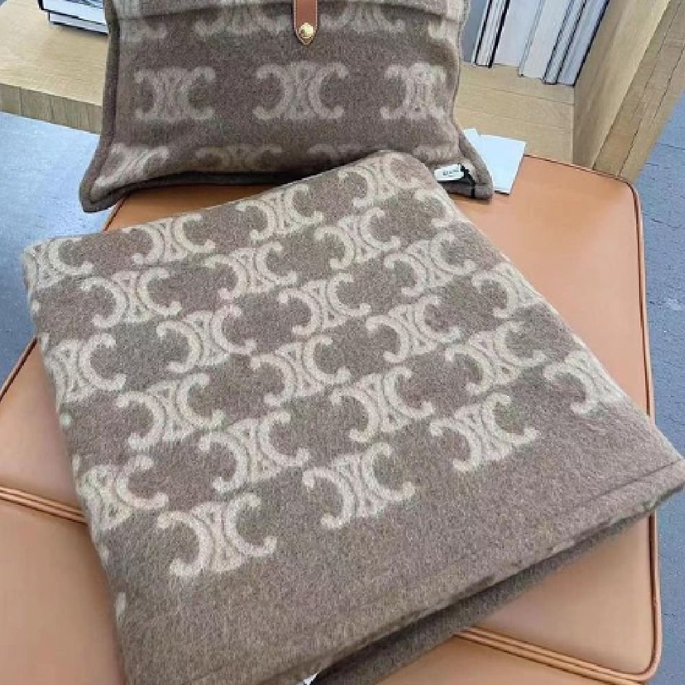 CELINE 青と白のシングル毛布140✖️200綿毛布 CELINEシングル 140