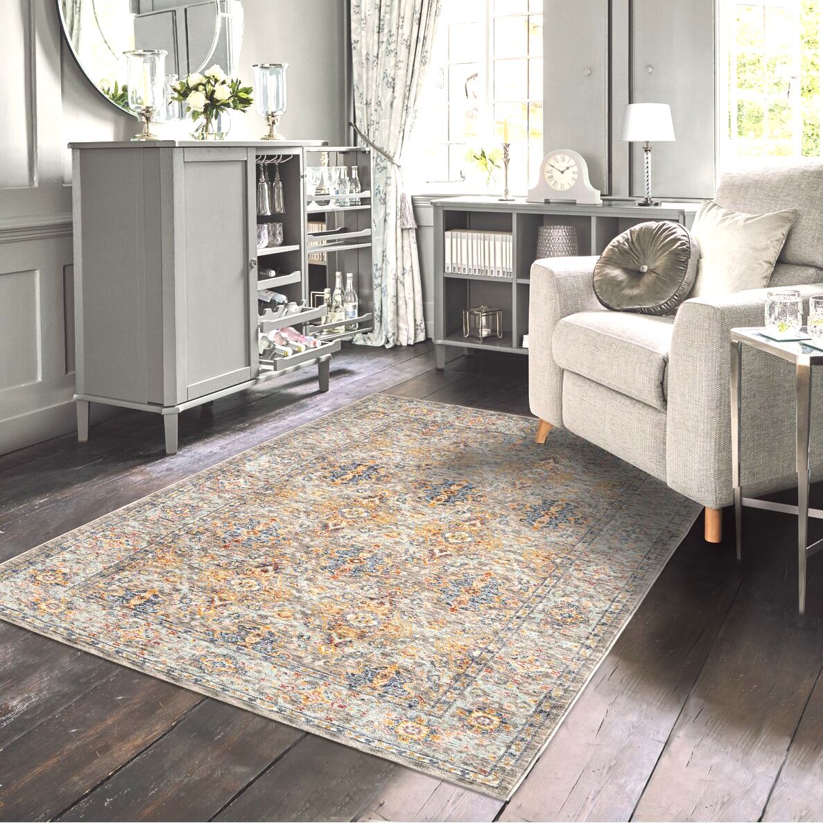 ローラアシュレイ*人気 ペルシャ風 ラグ マット絨毯 152×100㎝ (Laura