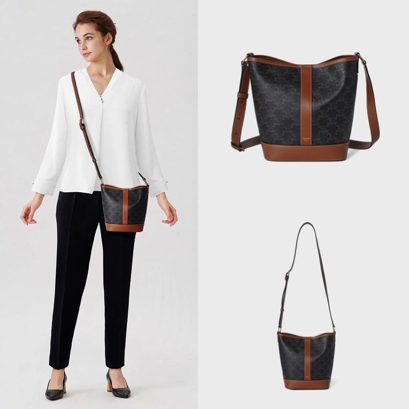 CELINE トリオンフ キャンバス スモール バケット タン (CELINE