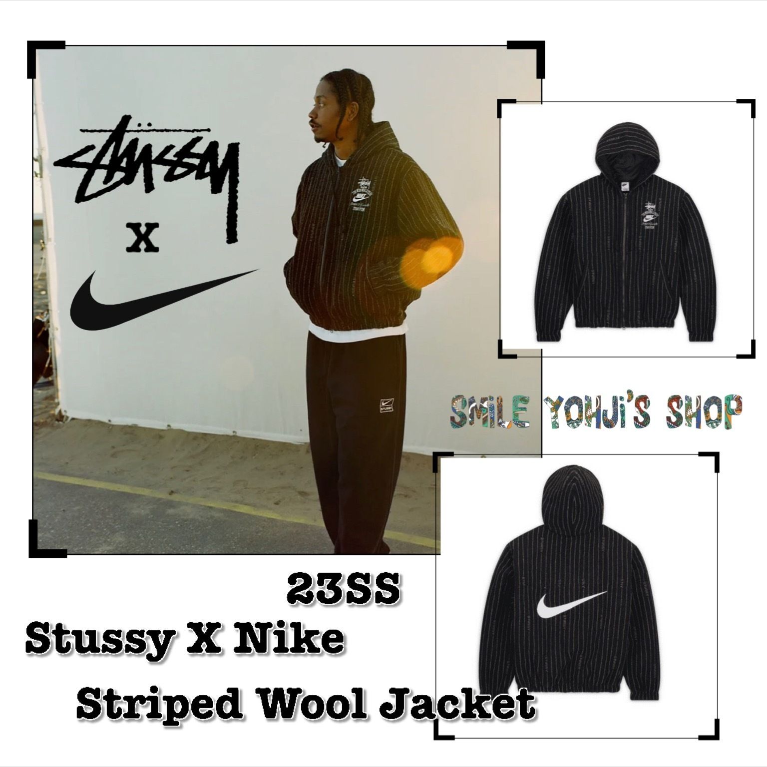 ☆大人気☆23SS Stussy X Nike Striped Wool Jacket (STUSSY