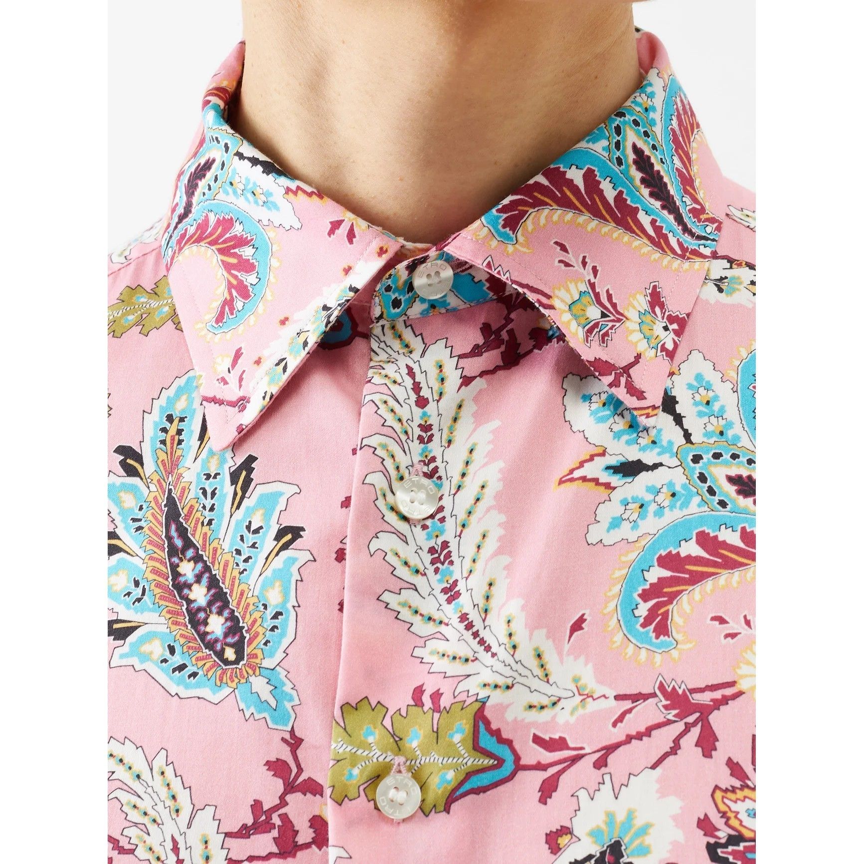 ETRO フローラル ペイズリー コットン 長袖シャツ ピンク (ETRO/シャツ