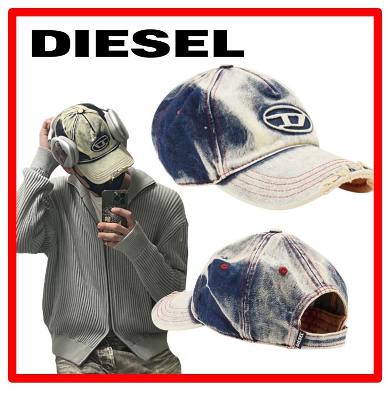 DIESEL】☆C-Seymon Treated Denim Baseball Cap Blue Whit.e (DIESEL