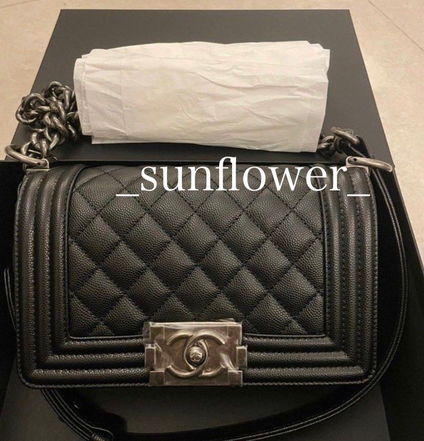 シャネル ボーイシャネル20cm キャビアスキン ブラック (CHANEL