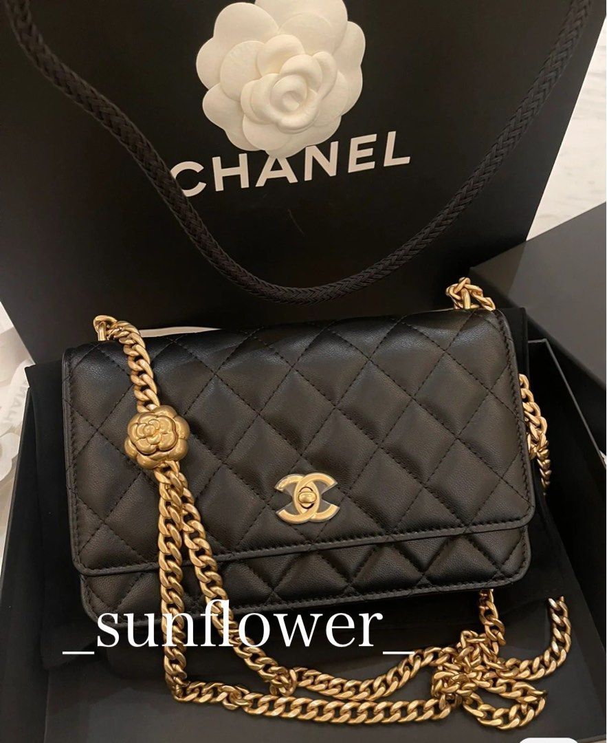 シャネル 23S チェーンウォレット カメリア ブラック (CHANEL