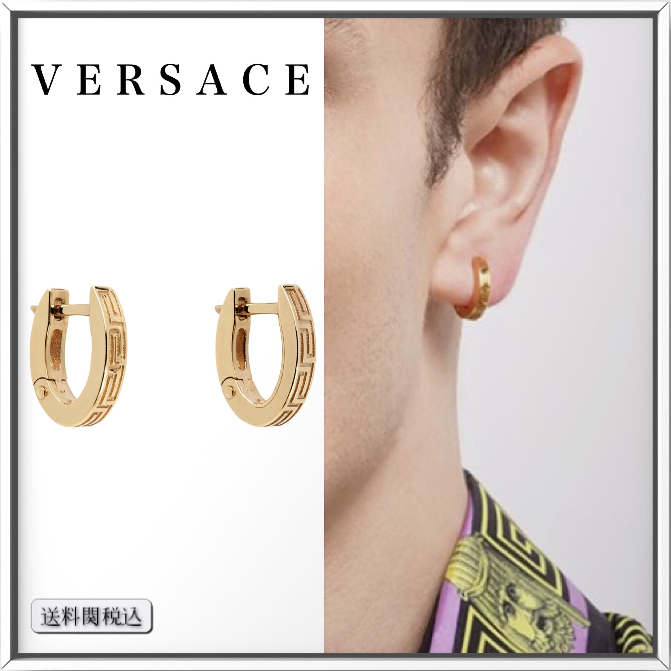 VERSACE ゴールドトーン グレカ フープピアス 人気 (VERSACE/ピアス