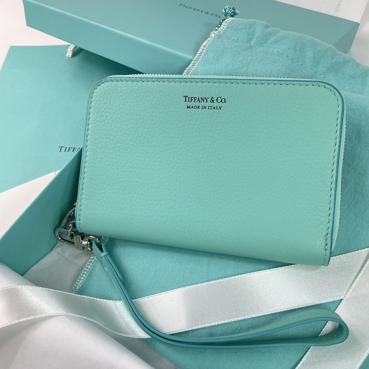 すぐお届☆Tiffany Zip Wrist Wallet ジップ ウォレット ブルー