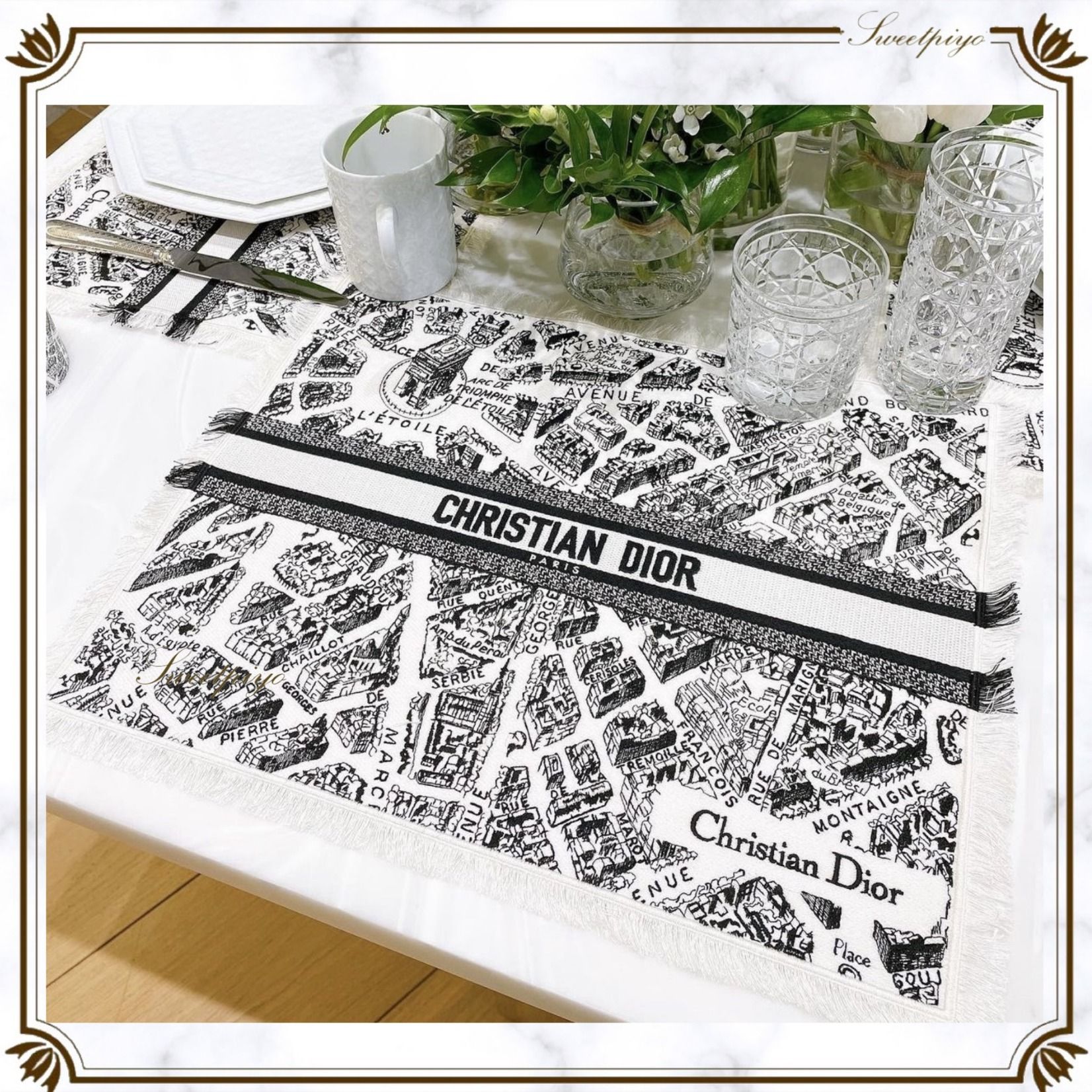 新作】Dior☆プレースマット テーブルクロス ロゴ 地図 上品♪ (Dior