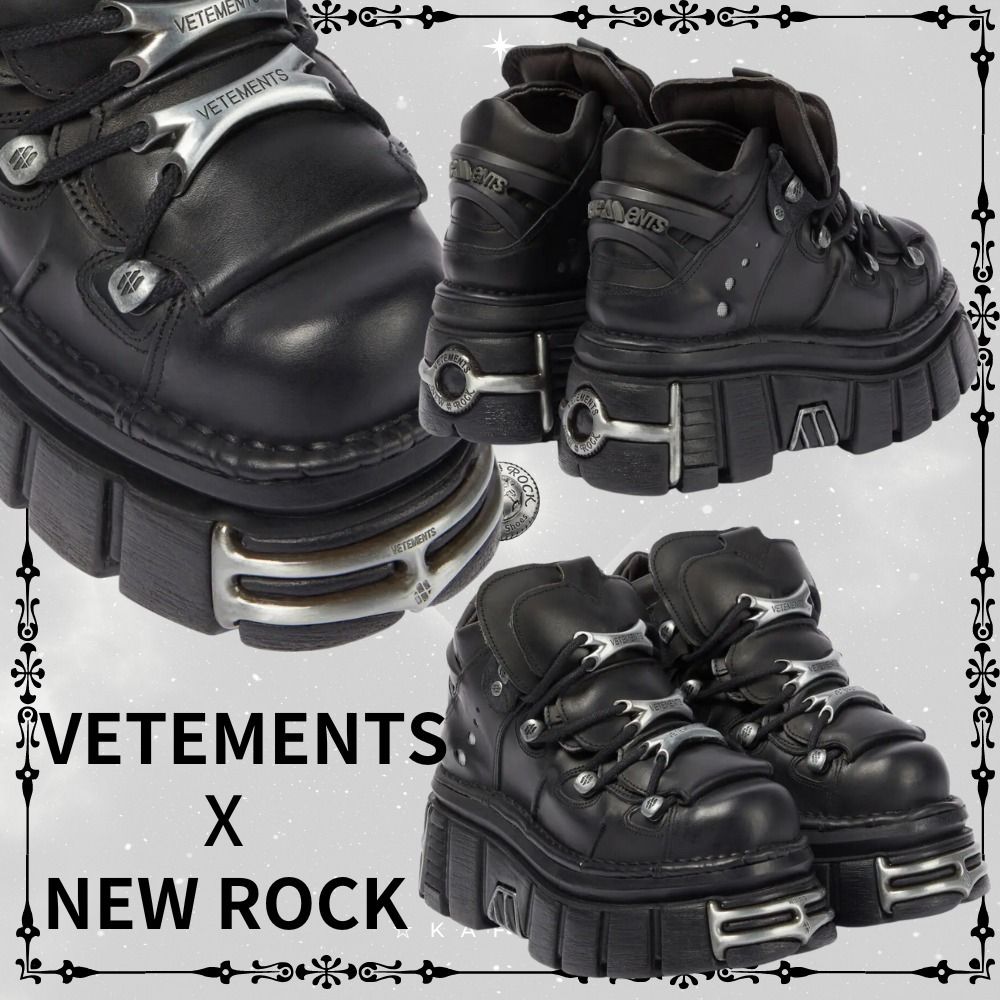 注目コラボ！VETEMENTS x New Rock レザースニーカー 厚底 (NEWROCK