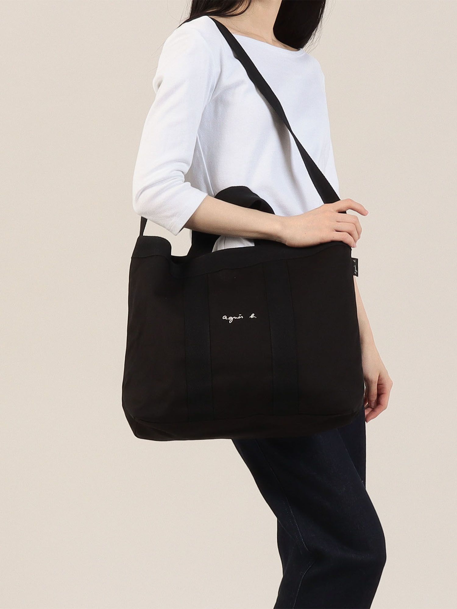 ☆agnes b. カジュアル キャンバスショルダーバック/送料込 (Agnes b