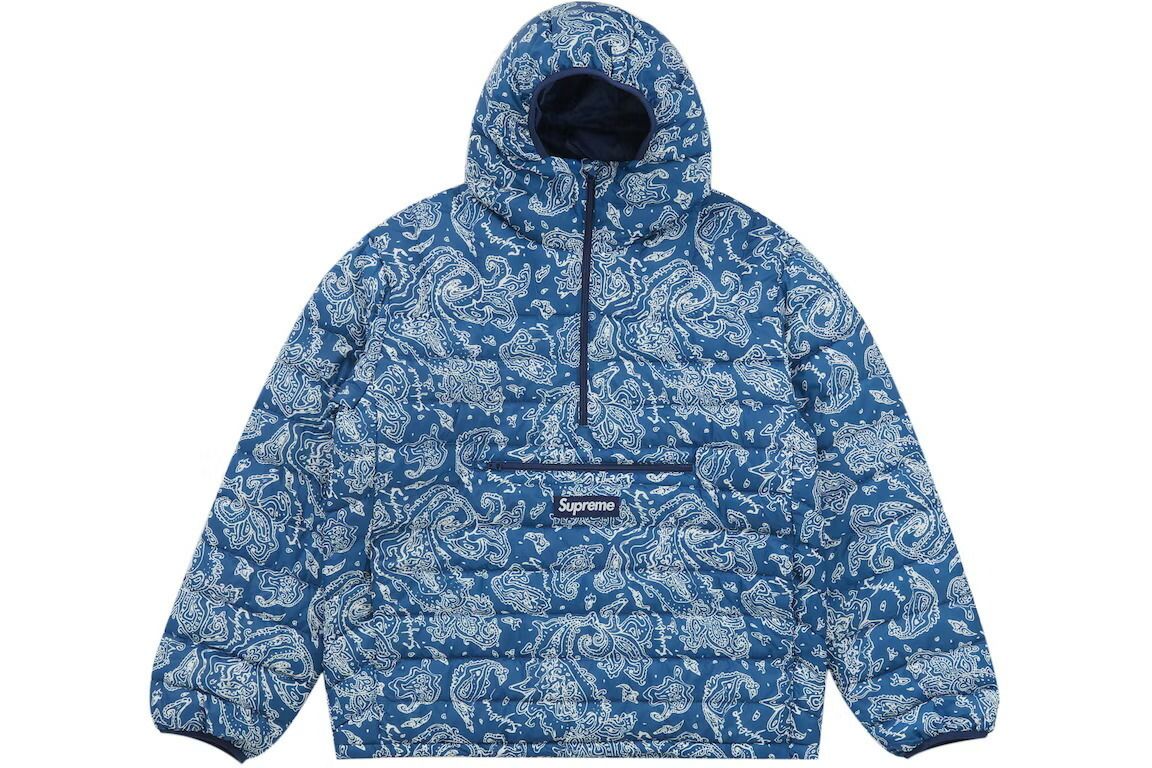 Supreme Micro Down Half Zip Hooded Pullover Blue Paisley (Supreme