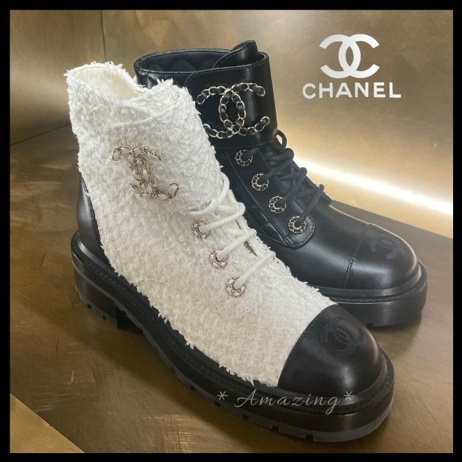 Chanel】人気 ツイード キルティング ショートブーツ (CHANEL/ショート