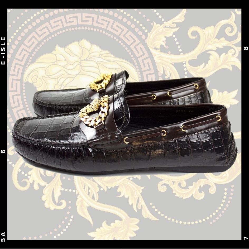 Versace】モック クロコ メデューサ チェーン ローファー (VERSACE