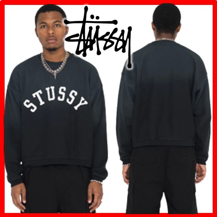 ☆人気☆【STUSSY】☆SUN FADED OVERSIZED CREW☆BLAC.K (STUSSY