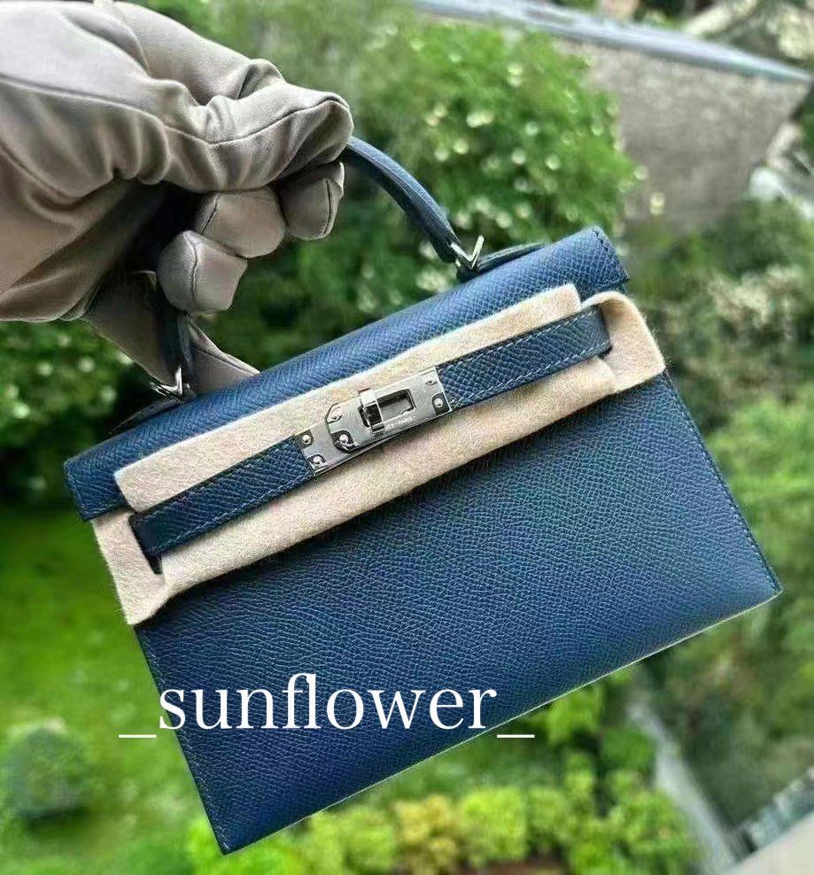 エルメス ミニケリー ブルードプリュス/S金具 バンドリエール (HERMES