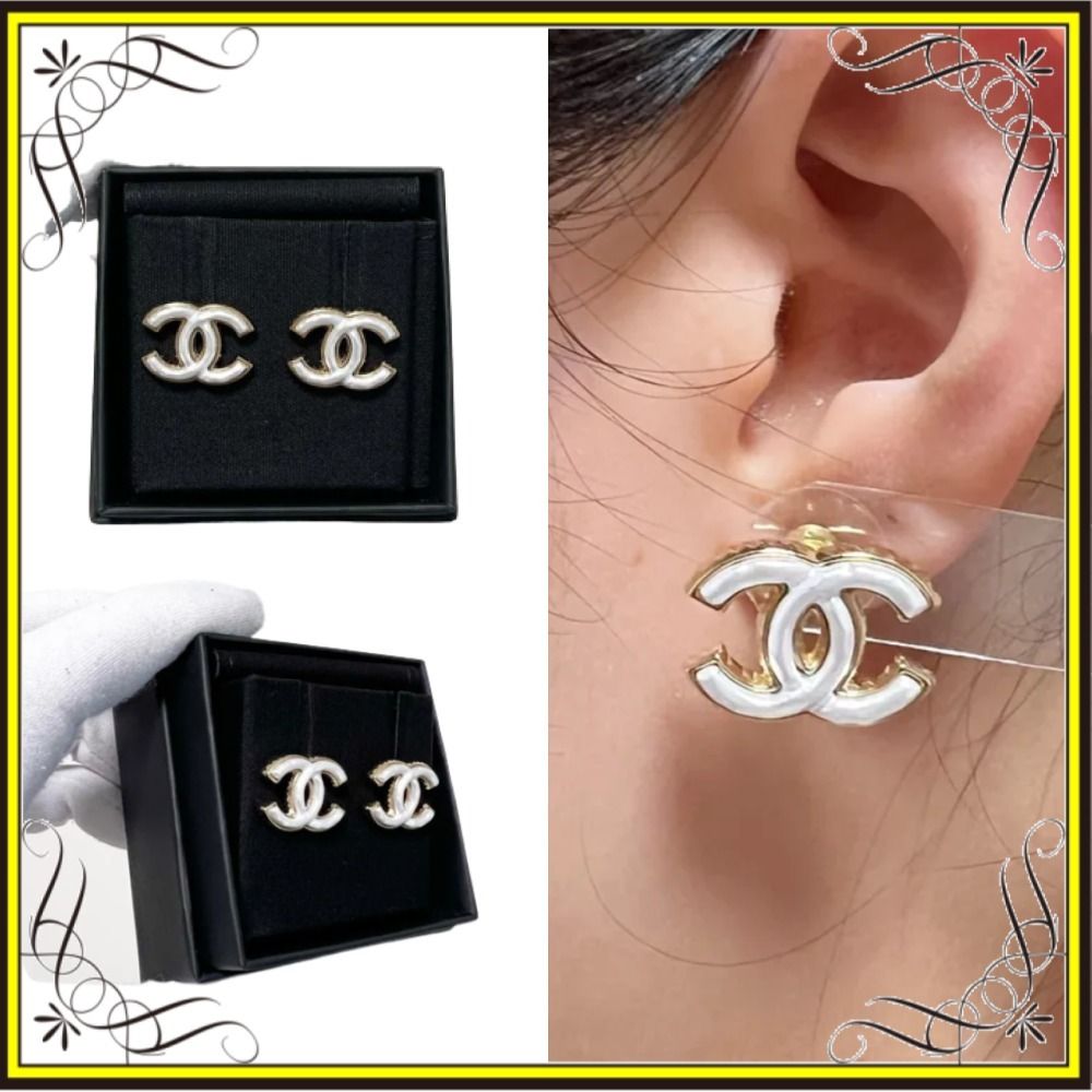 CHANEL】シャネル ロゴ ピアス CCマーク パールホワイト (CHANEL