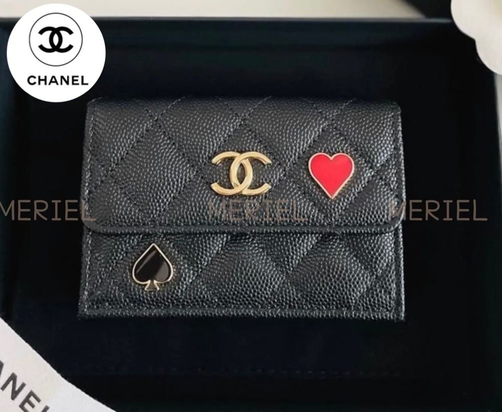 大人気トランプ柄】CHANEL ミニ財布 三つ折り ハートスペード (CHANEL
