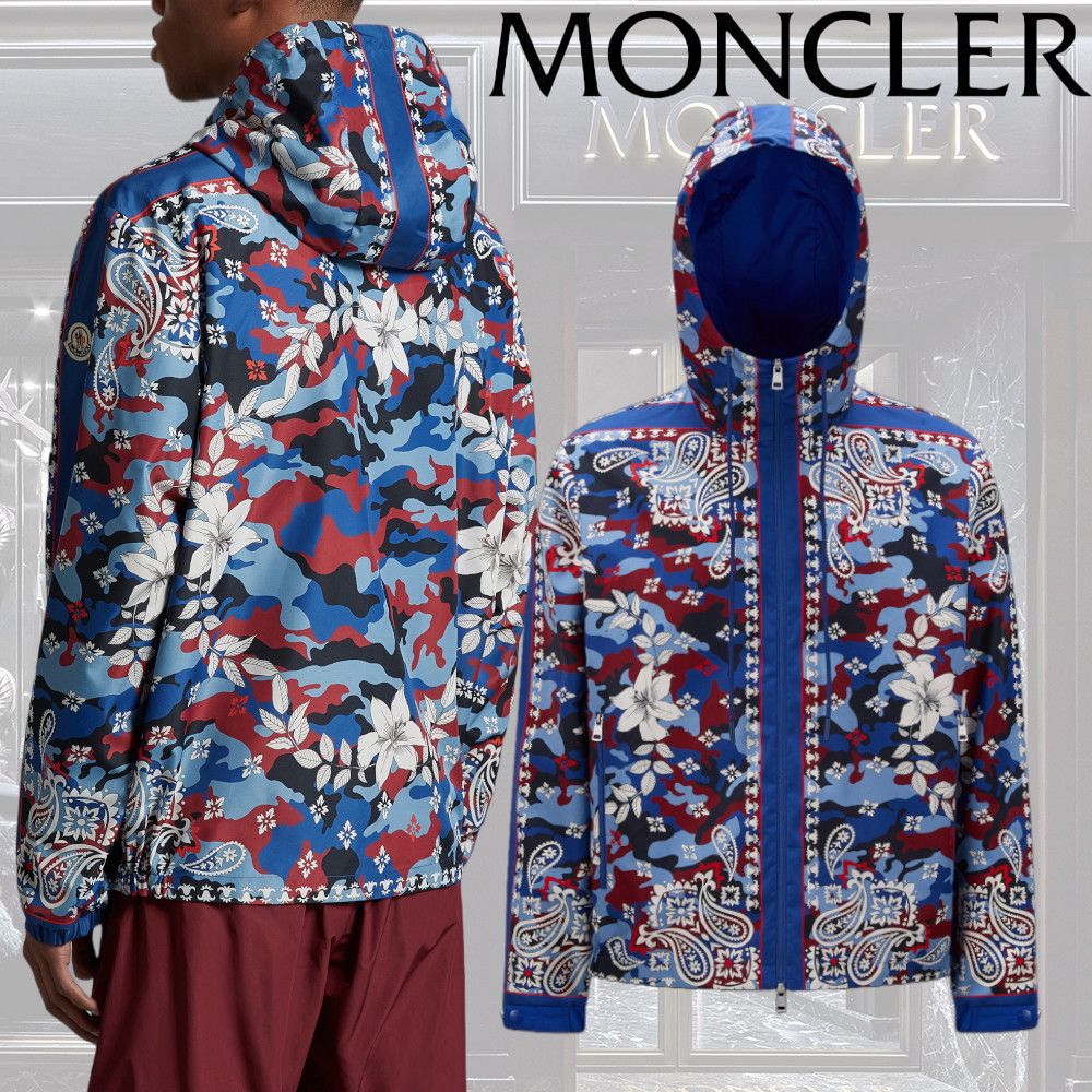 MONCLER】Hotayジャケット ペイズリー 花柄 ロゴ フード 軽量 (MONCLER