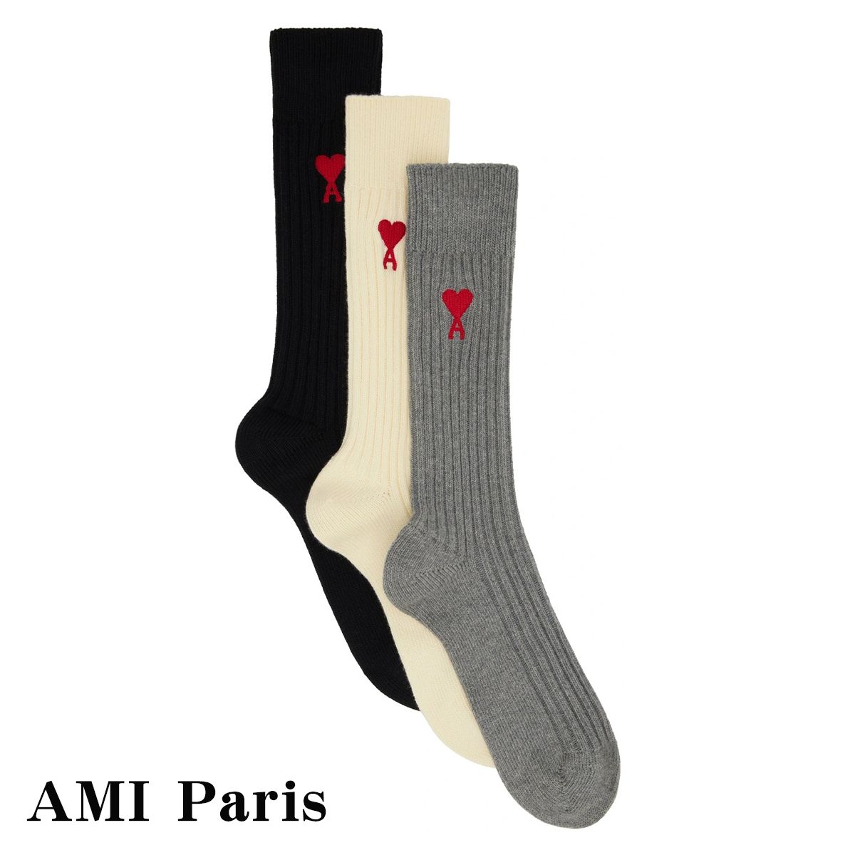 国内発 AMI Paris 靴下 アミパリス ハートロゴ (AMI PARIS/靴下