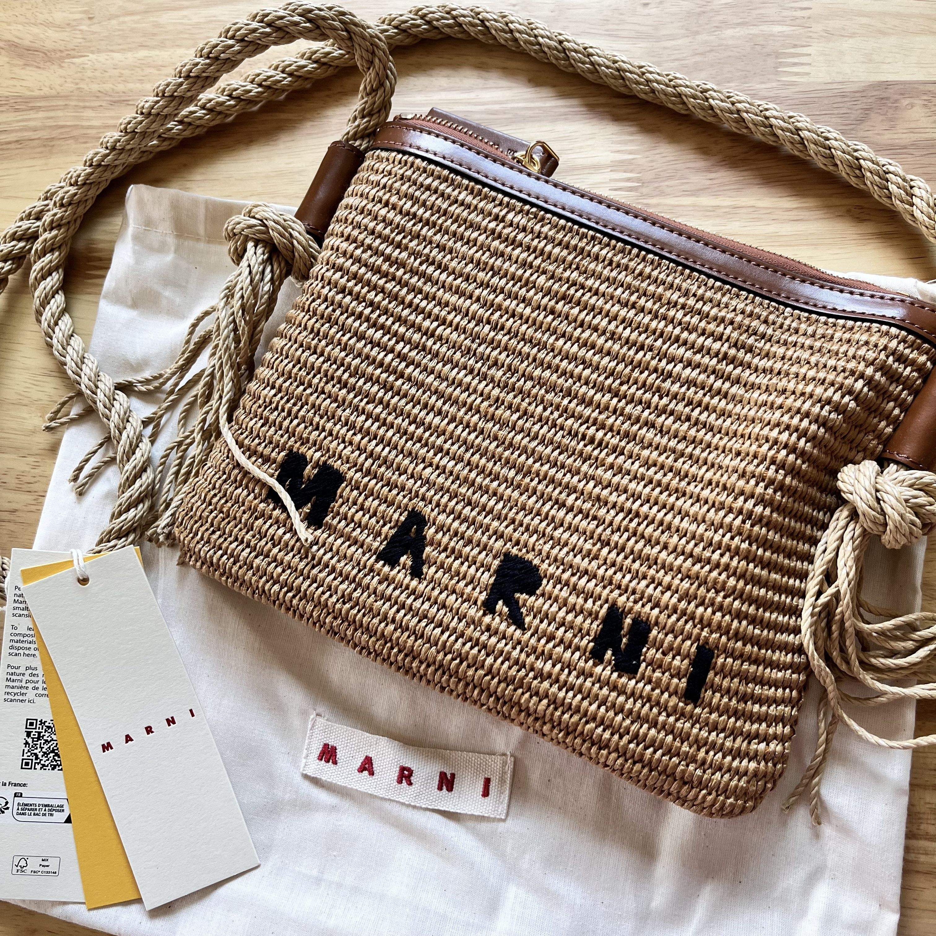 MARNI マルニ ロゴ ラフィア マルセル ロープ ショルダーバッグ (MARNI