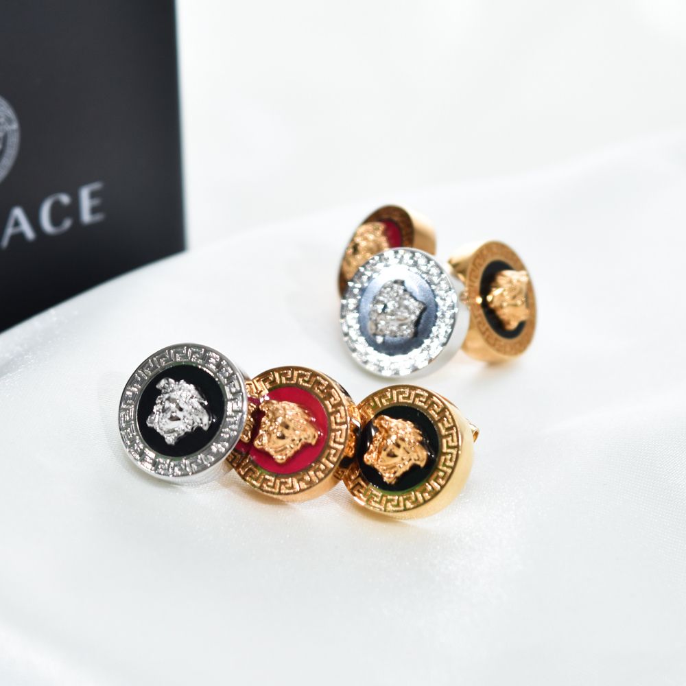 ヴェルサーチ ピアス ゴールド ピンク ブラック 両耳 1008782 (VERSACE