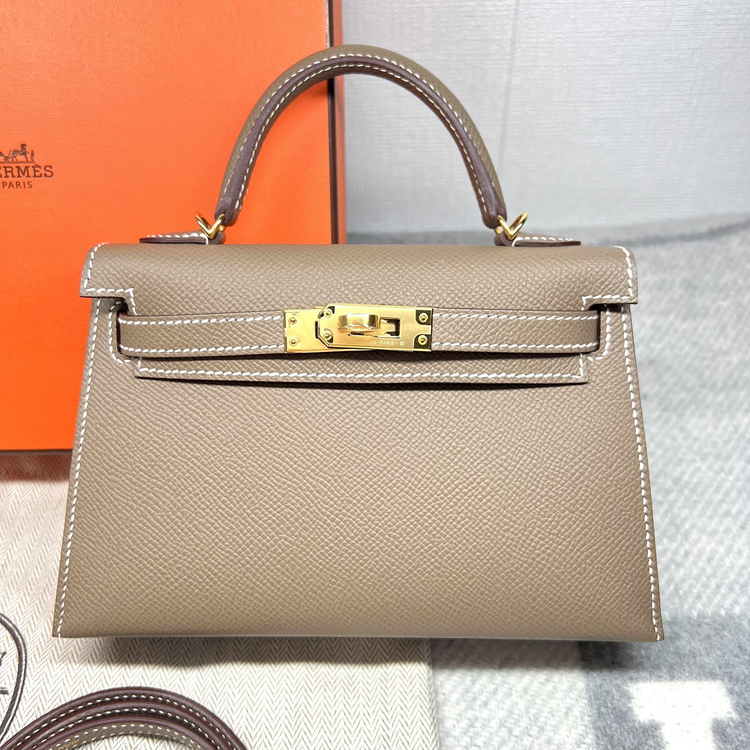 エルメス Mini Kelly ミニケリー エトゥープ ゴールド金具 (HERMES